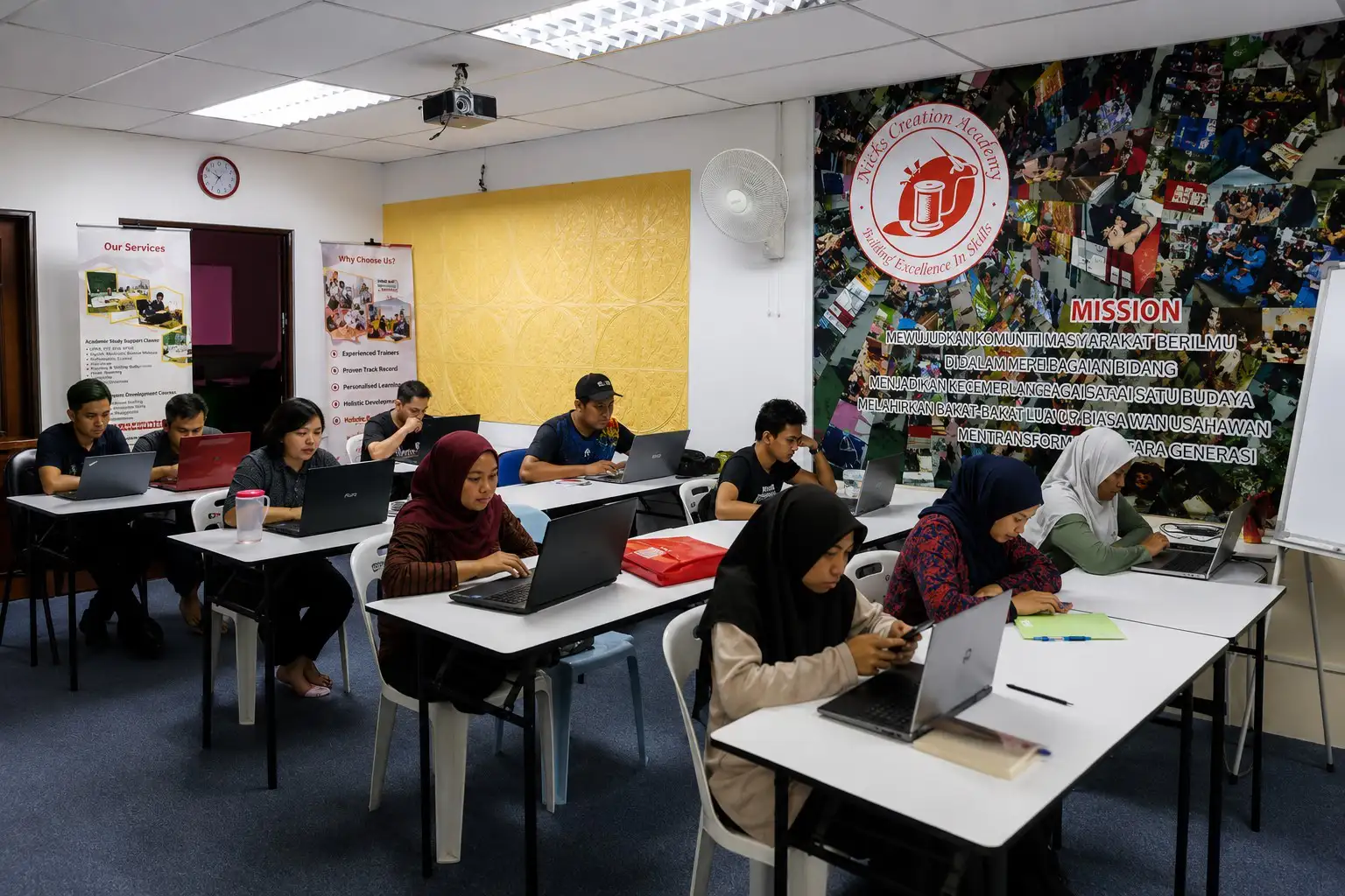 Students training in class at Nicks Creations Academy