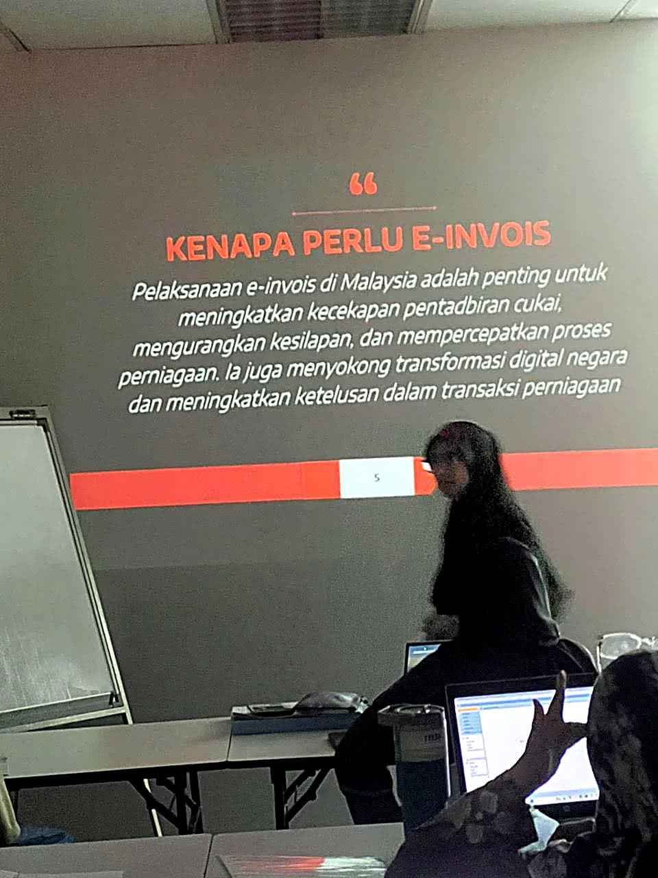 Trainer presenting a Malaysian e-Invois digital compliance session